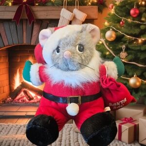 Festive Plush Santa Mouse.  Proof that there was a creature stirring...